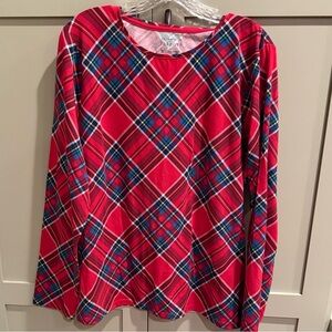 NWT Talbots Red & Navy Plaid Tee SZ XL -Great for winter months & Christmas